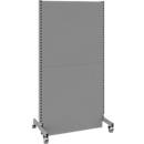 Schäfer Shop Select geluidsisolerende scheidingswand, mobiel, basispaneel, met 2 poten &amp; dubbele wielen, B 1000 x D 740 x H 2000 mm, stofgrijs RAL 7037
