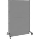 Schäfer Shop Select geluidsisolerende scheidingswand, mobiel, basispaneel, met 2 poten &amp; dubbele wielen, B 1250 x D 740 x H 2000 mm, stofgrijs RAL 7037