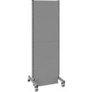 Schäfer Shop Select geluidsisolerende scheidingswand, mobiel, basispaneel, met 2 poten &amp; dubbele wielen, B 625 x D 740 x H 2000 mm, stofgrijs RAL 7037