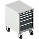Schäfer Shop Select Gereedschapskast verrijdbaar WSK 36-27, 5 laden, H 920 mm, enkele vergrendeling, staal, 75 kg draagvermogen, lichtgrijs/antracietgrijs.