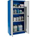 Schäfer Shop Select hazardous materials cabinet, steel, W 950 x D 500 x H 1935 mm, ventilation slots, 4 shelves, 4 x 20 l trays
