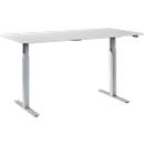 Schäfer Shop Select height-adjustable work table, melamine resin top, W 1600 x D 800 mm, light gray/white aluminum RAL 9006