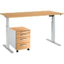 Schäfer Shop Select Juego completo de mesa y pedestal móvil ERGO-T, regulable en altura en una etapa, mesa W 1600 mm, acabado de haya 