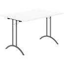 Schäfer Shop Select Klapptisch, Rechteck, Doppel-T-Fußgestell, Spezial-Klappbeschlag & Bodenausgleich, B 1200 x T 800 x H 720 mm, weiß/anthrazit