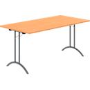 Schäfer Shop Select Klapptisch, Rechteck, Doppel-T-Fußgestell, Spezial-Klappbeschlag & Bodenausgleich, B 1600 x T 800 x H 720 mm, Buche-Dekor/anthrazit