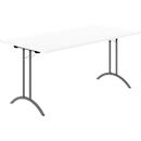Schäfer Shop Select Klapptisch, Rechteck, Doppel-T-Fußgestell, Spezial-Klappbeschlag & Bodenausgleich, B 1600 x T 800 x H 720 mm, weiß/anthrazit