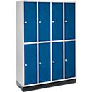 Schäfer Shop Select Kledinglocker, 4 x 2 compartimenten, met fitting, cilinderslot, deur gentiaanblauw