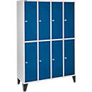 Schäfer Shop Select Kledinglocker, 4 x 2 compartimenten, met poten, cilinderslot, deur gentiaanblauw