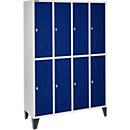 Schäfer Shop Select Kledinglocker, 4 x 2 compartimenten, met poten, draaigrendelslot, deur gentiaanblauw