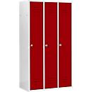 Schäfer Shop Select Kledinglocker met 3 compartimenten, cilinderslot, lichtgrijs/rood