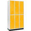 Schäfer Shop Select Kledinglocker, met 3 x 2 compartimenten, 300 mm, met fitting, draaigrendelslot, deur geel