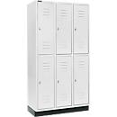 Schäfer Shop Select Kledinglocker, met 3 x 2 compartimenten, 300 mm, met fitting, draaigrendelslot, deur lichtgrijs