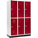 Schäfer Shop Select Kledinglocker, met 3 x 2 compartimenten, 400 mm, met fitting, cilinderslot, Deur robijnrood