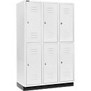 Schäfer Shop Select Kledinglocker, met 3 x 2 compartimenten, 400 mm, met fitting, draaigrendelslot, deur lichtgrijs