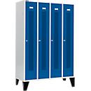 Schäfer Shop Select Kledinglocker met geperforeerde lijnen, 4 compartimenten, met poten, cilinderslot, deur gentiaanblauw