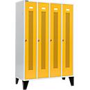 Schäfer Shop Select Kledinglocker met geperforeerde lijnen, 4 compartimenten, met poten, draaigrendelslot, deur koolzaadgeel