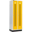 Schäfer Shop Select Kledinglocker, met geperforeerde rijen, 2 compartimenten, 300 mm, met fitting, cilinderslot, Deur koolzaadgeel