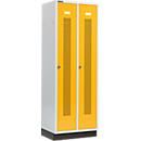 Schäfer Shop Select Kledinglocker, met geperforeerde rijen, 2 compartimenten, 300 mm, met fitting, draaigrendelslot, Deur koolzaadgeel