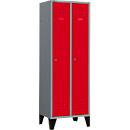 Schäfer Shop Select Kledinglocker met poten, cilinderslot, licht zilver/rood