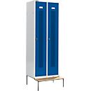 Schäfer Shop Select Kledinglocker, met zitbank, 2 compartimenten, 300 mm, draaigrendelslot, deur gentiaanblauw