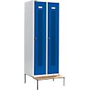 Schäfer Shop Select Kledinglocker, met zitbank, 2 compartimenten, 400 mm, draaigrendelslot, deur gentiaanblauw