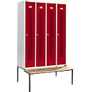 Schäfer Shop Select Kledinglocker, met zitbank, 4 compartimenten, 300 mm, cilinderslot, Deur robijnrood