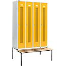 Schäfer Shop Select Kledinglocker, met zitbank, 4 compartimenten, 300 mm, cilinderslot, Deur robijnrood