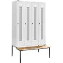 Schäfer Shop Select Kledinglocker, met zitbank, 4 compartimenten, 300 mm, draaigrendelslot, deur lichtgrijs