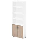 Schäfer Shop Select Kombischrank LOGIN, oben 4 Regale, unten 2 Ordnerhöhen mit Türen, B 800 x T 420 x H 2240 mm, weiß/Eiche