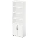 Schäfer Shop Select Kombischrank LOGIN, oben 4 Regale, unten 2 Ordnerhöhen mit Türen, B 800 x T 420 x H 2240 mm, weiß/weiß