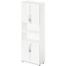 Schäfer Shop Select Kombischrank LOGIN, oben und unten 2 Ordnerhöhen mit Tür, Mitte Regal, B 800 x T 420 x H 2196 mm, weiß/weiß 