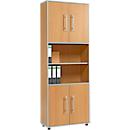 Schäfer Shop Select Kombischrank Moxxo IQ, Holz, 4 Flügeltüren, 2 offene Fächer, 6 OH, B 801 x T 362 x H 2166 mm, Buche-Dekor