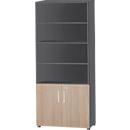 Schäfer Shop Select Kombischrank SET UP, 6 OH, B 800 x T 420 x H 2240 mm, graphit/eiche