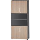 Schäfer Shop Select Kombischrank SET UP, 6 OH, B 800 x T 420 x H 2240 mm, graphit/eiche