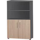 Schäfer Shop Select Kombischrank Start Off, 4 OH, abschließbar, B 800 x T 420 x H 1470 mm, Holz, graphit/Eiche