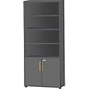 Schäfer Shop Select Kombischrank Start Off Wood, 6 OH, abschliessbar, B 800 x T 420 x H 2240 mm, Holz, graphit