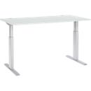 Schäfer Shop Select Komplettset Schreibtisch und Rollcontainer ERGO-T, einstufig höhenverstellbar, Tisch B 1600 mm, lichtgrau