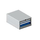 Schäfer Shop Select ladekast 18-27, 2 laden (H 50/100mm), tot 75 kg, B 411 x D 572 x H 250 mm, gentiaanblauw/wit aluminium