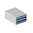Schäfer Shop Select ladekast 18-27, 2 laden (H 75/75mm), tot 75 kg, B 411 x D 572 x H 250 mm, gentiaanblauw/wit aluminium