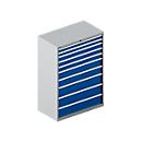 Schäfer Shop Select Ladekast 54-27, 10 laden, tot 75 kg, B 1023 x D 572 x D 572 x H 1450 mm, wit/enziumblauw, met een lengte tot 75 kg.