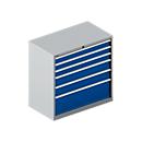Schäfer Shop Select Ladekast 54-27, 6 laden, tot 75 kg, B 1023 x D 572 x D 572 x H 1000 mm, wit aluminium/enziumblauw, met een inhoud van maximaal 75 kg.