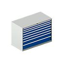 Schäfer Shop Select Ladekast WSK 54-36, staal, 8 laden, tot 200 kg, B 1023 x D 725 x H 1000 mm, lichtgrijs/enzichtblauw, B 1023 x D 725 x H 1000 mm.