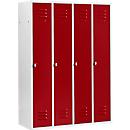 Schäfer Shop Select Locker con 4 compartimentos, cerradura de pestillo giratorio, gris claro/rojo