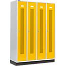 Schäfer Shop Select Locker with perforated stripes, 4 compartments, with plinth, cylinder lock, rapeseed yellow door