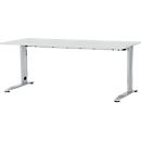Schäfer Shop Select LOGIN bureau, handmatig in hoogte verstelbaar, C-poot, B 1800 x D 800 x H 660-820 mm, aluminium lichtgrijs/wit
