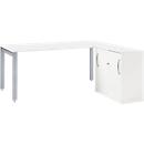 Schäfer Shop Select LOGIN DESK, 1600 mm + LOGIN SET sliding-door side cabinet, white