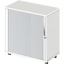 Schäfer Shop Select LOGIN transverse roller shutter cabinet, 2 file heights, lockable, W 800 x D 420 x H 788 mm, white