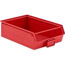 Schäfer Shop Select magazijnbak met open voorzijde, met draagbeugel, 18,5 l, 80 kg, L 501 x B 308 x H 146 mm, staal, RAL 3000 (vuurrood)