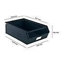 Schäfer Shop Select magazijnbak met open voorzijde, met draagbeugel, 18,5 l, 80 kg, L 501 x B 308 x H 146 mm, staal, RAL 5008 (grijsblauw)