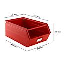 Schäfer Shop Select magazijnbak met open voorzijde, met draagbeugel, L 524 x B 307 x H 201 mm, 26 l, 120 kg, staal, RAL 3000 (vuurrood)